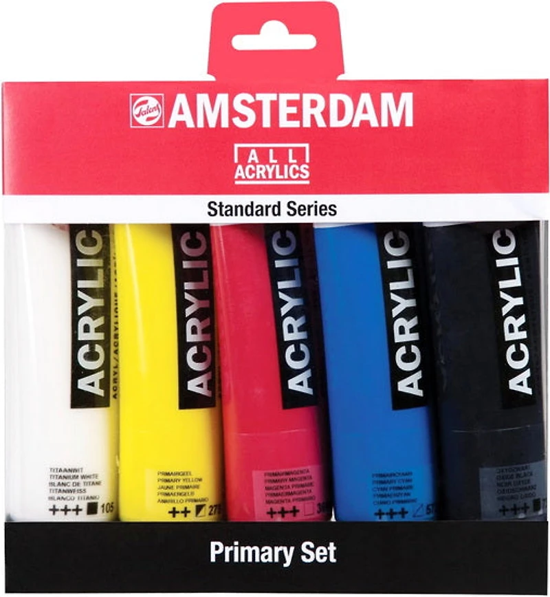 Ens. acryliques Amsterdam couleurs primaires - 5x120ml