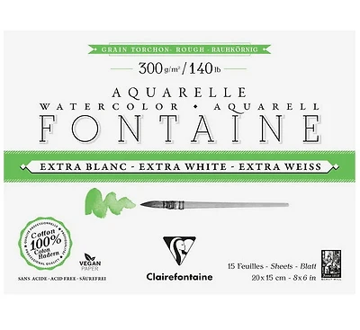 Bloc aquarelle extra blanc - grain torchon - 300g - 20x15cm - 15f
