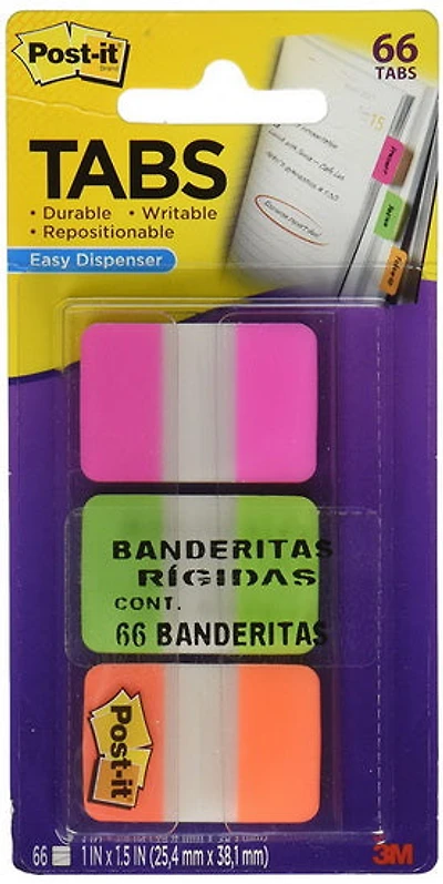 Post-it Onglets 3 couleurs 66u