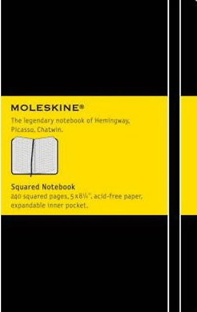 Cahier quadrillé Noir Rigide Moleskine Large