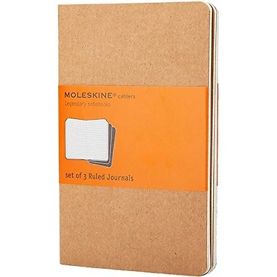 Ens. 3 Carnets carton pages lignées Poche kraft 64p