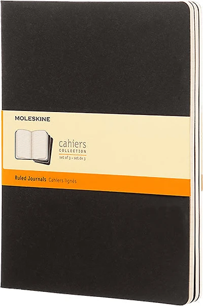 Ens. 3 carnets l. feuilles détachables XLarge noir