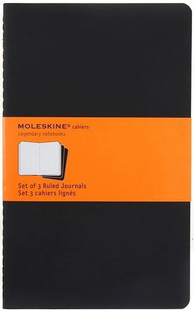 Ens. 3 Cahiers carton pages lignées Large Noir 80p