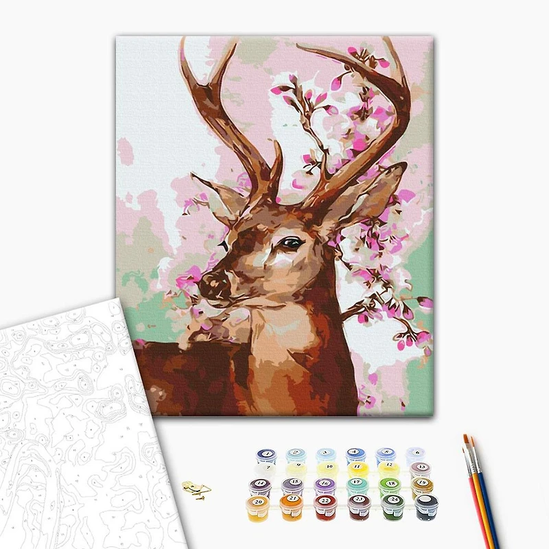 Ensemble peinture à numéros - « Cerf et sakura »