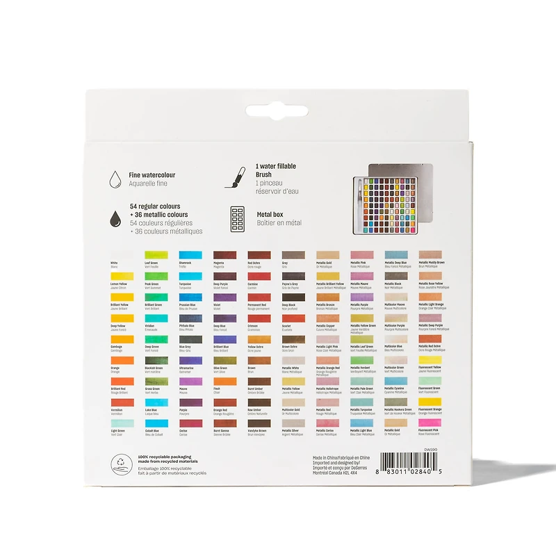 Watercolour Kit - 90 Half Pans