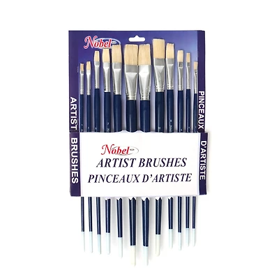 Long Handle Hog Brush Set - Flat, 12 Pieces