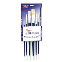 Ensemble pinceaux à manche long en soie de porc - plat, 6 pièces