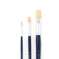 Ensemble pinceaux à manche long en soie de porc - plat, 6 pièces