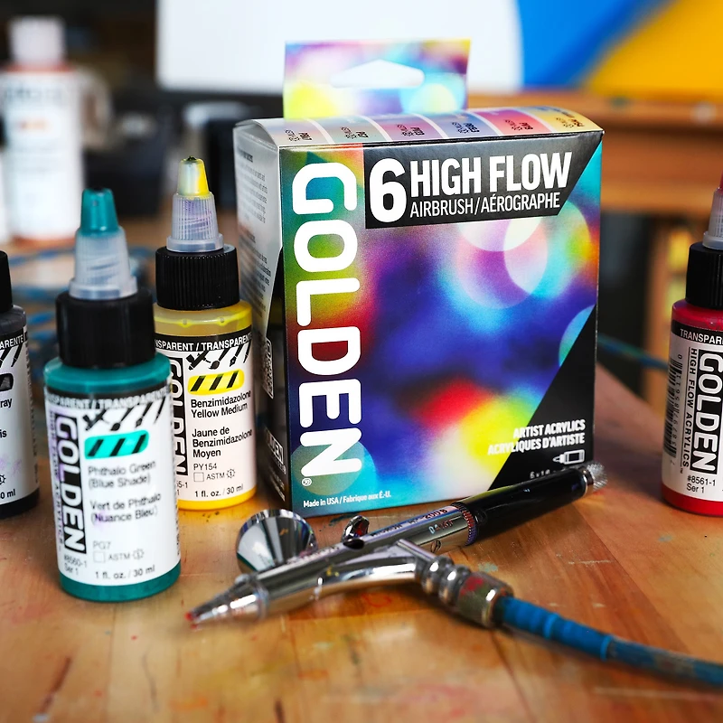 Ensemble aérographie acrylique High Flow - 6 pièces