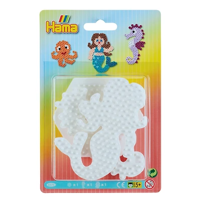 3-Pack Hama Pegboards - Mermaid, Seahorse & Hexagon