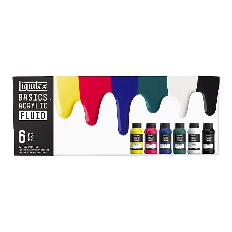 Basics Fluid Acrylic Kit - Low Viscosity, Assorted Colours