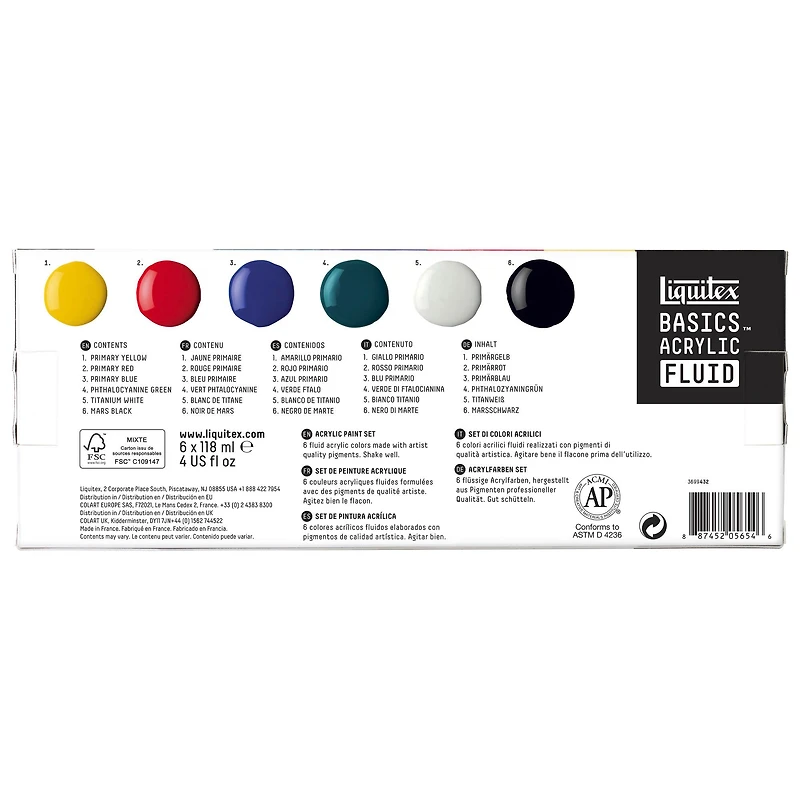 Basics Fluid Acrylic Kit - Low Viscosity, Assorted Colours