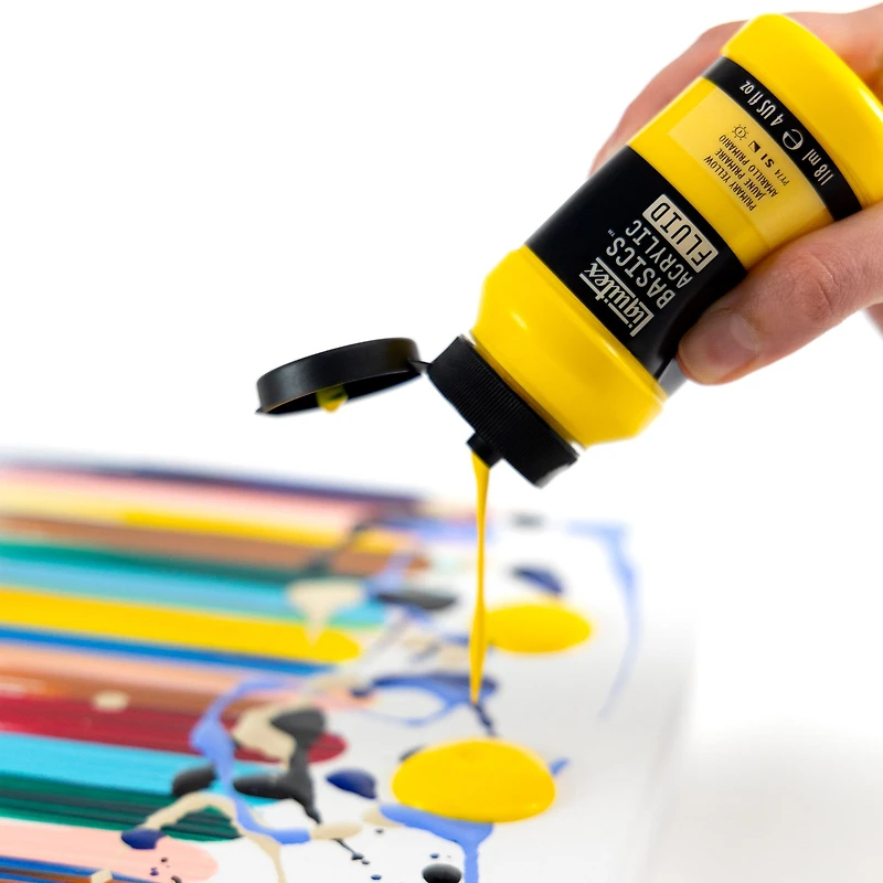 Basics Fluid Acrylic Kit - Low Viscosity, Assorted Colours, 12 Pieces