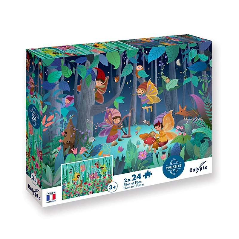 Casse-tête pour enfant - Elfes et fées, 2 x 24 morceaux