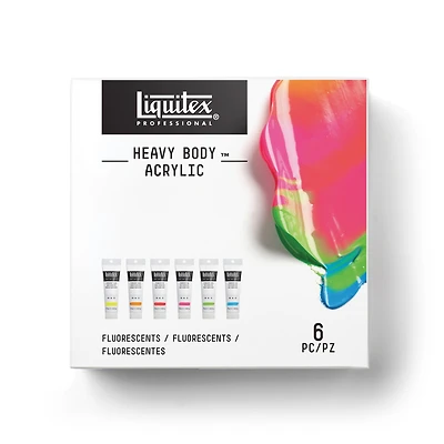 Heavy Body Acrylic - High Viscosity, Fluorescent Colours, 6 Pieces