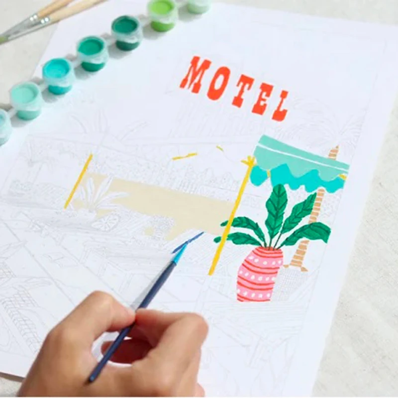 Petit Pinceau Paint by Numbers Kit - "The Motel Pool"