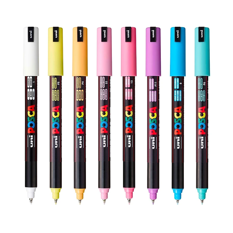 Paint Markers - PC-1M Extra-Fine Tip, Pastel Colours, 8 Pieces
