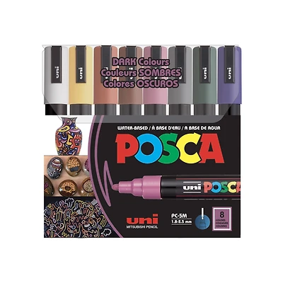 Paint Markers - PC-5M Medium Tip, Dark Colours, 8 Pieces