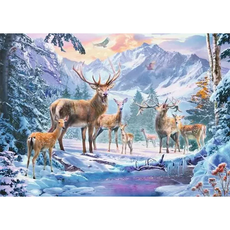 Casse-tête adulte - Les cerfs en hiver, 1000 morceaux