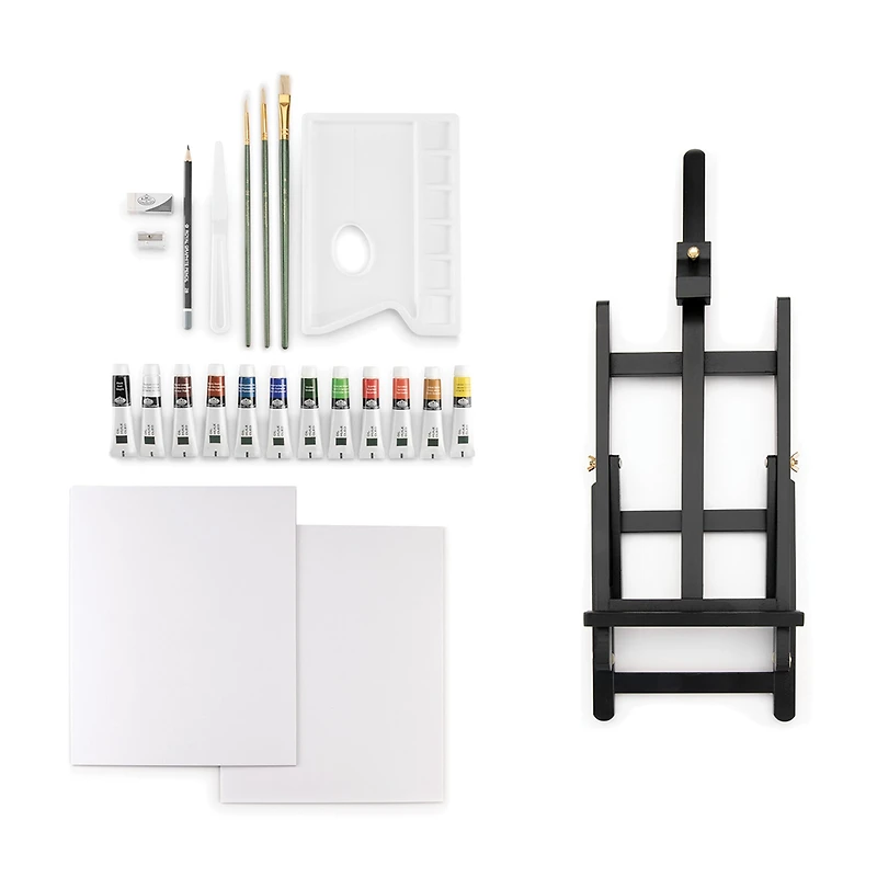 Black Series Oil Painting Easel Kit - 23 Pieces