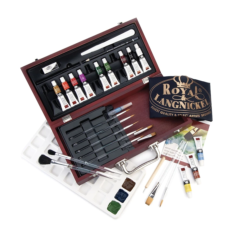 Watercolour Wooden Box Kit - 32 Pieces