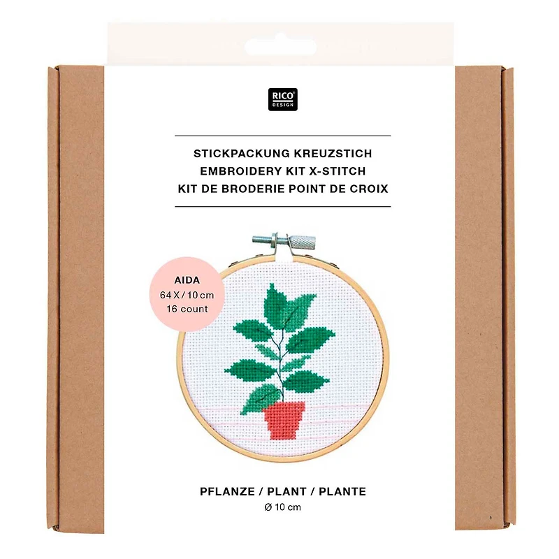 Ensemble broderie point de croix - plante