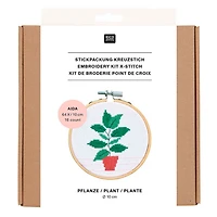 Ensemble broderie point de croix - plante