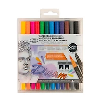 Watercolour Marker Kit - Dual Tip, Assorted Colours, 24 Pieces