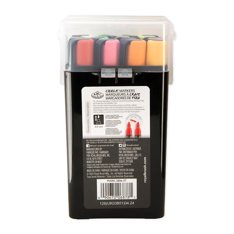 Chalk Marker Kit - Reversible Tip, Primary Colours, 12 Pieces