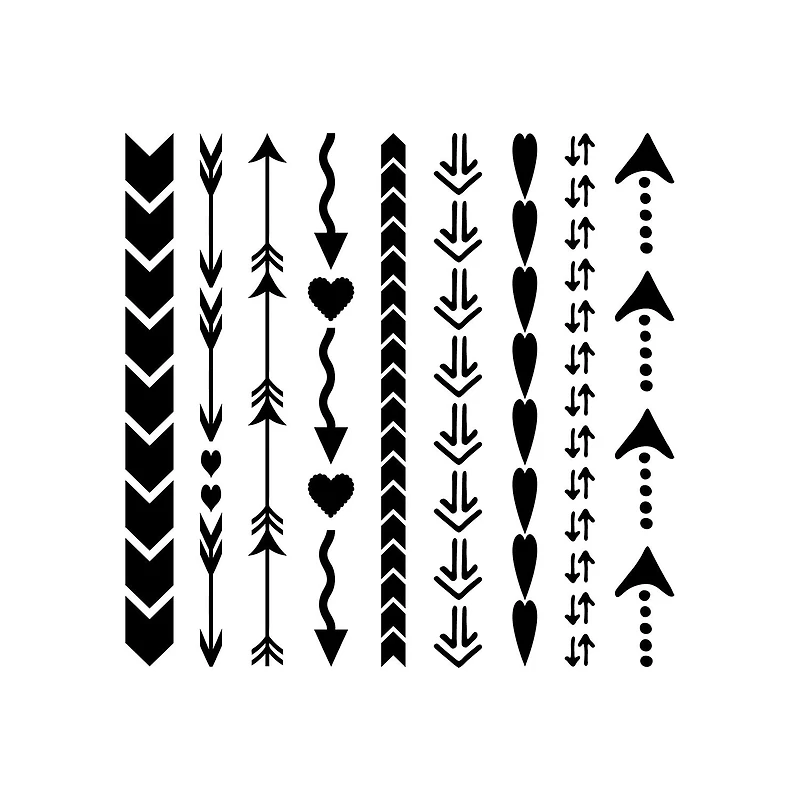 Mixed Media Stencil - Arrows & Hearts, 6 x 6 in.