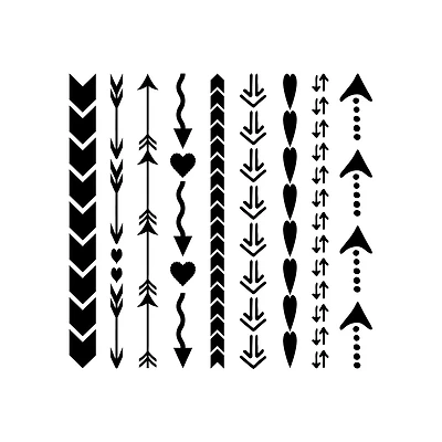 Mixed Media Stencil - Arrows & Hearts, 6 x 6 in.