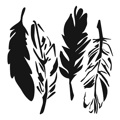 Mixed Media Stencil - Feathers, 6 x 6 in.