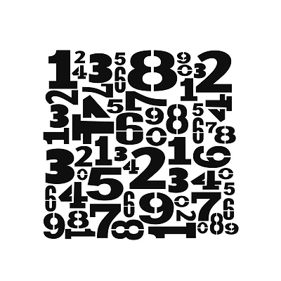Mixed Media Stencil - Numbers, 6 x 6 in.