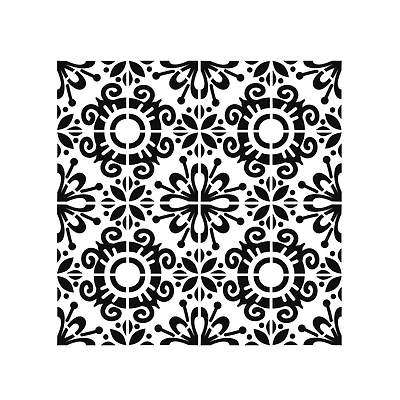 Mixed Media Stencil - Fantasy Tile, 6 x 6 in.