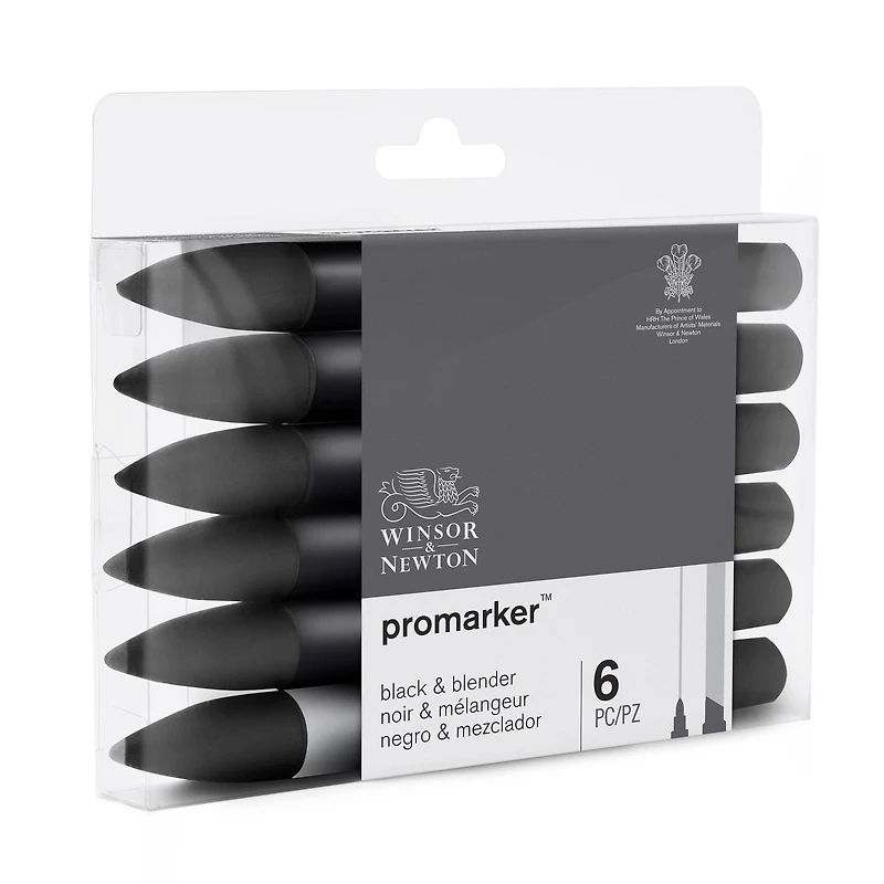 6-Piece Double-Tip Promarker Marker Set - Black & Blender