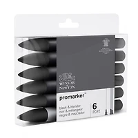 6-Piece Double-Tip Promarker Marker Set - Black & Blender