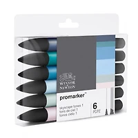 6-Piece Double-Tip Promarker Marker Set - Skyscape Tones