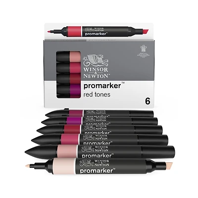 6-Piece Double-Tip Promarker Marker Set - Red Tones
