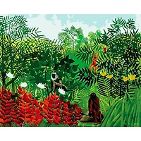 Paint by Numbers - Tropical Forest with Monkeys