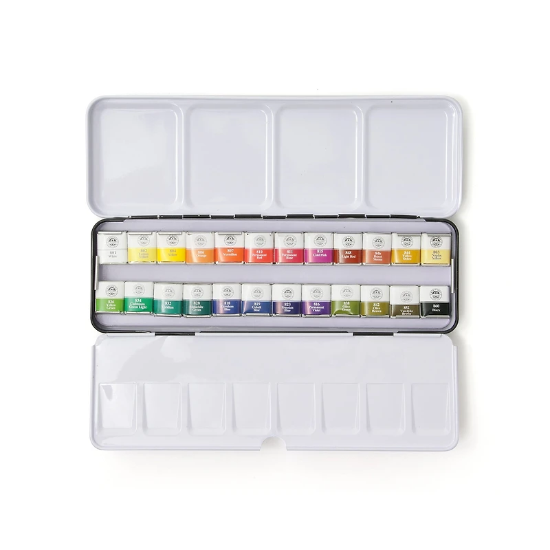 Professional Watercolour Kit - 24 Half Pans