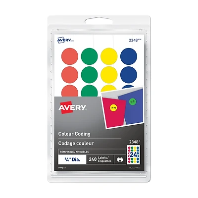 Pqt. 240 étiquettes codage couleur - assorti