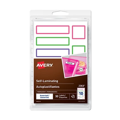 30-Pack Self-Laminating Labels - Neon