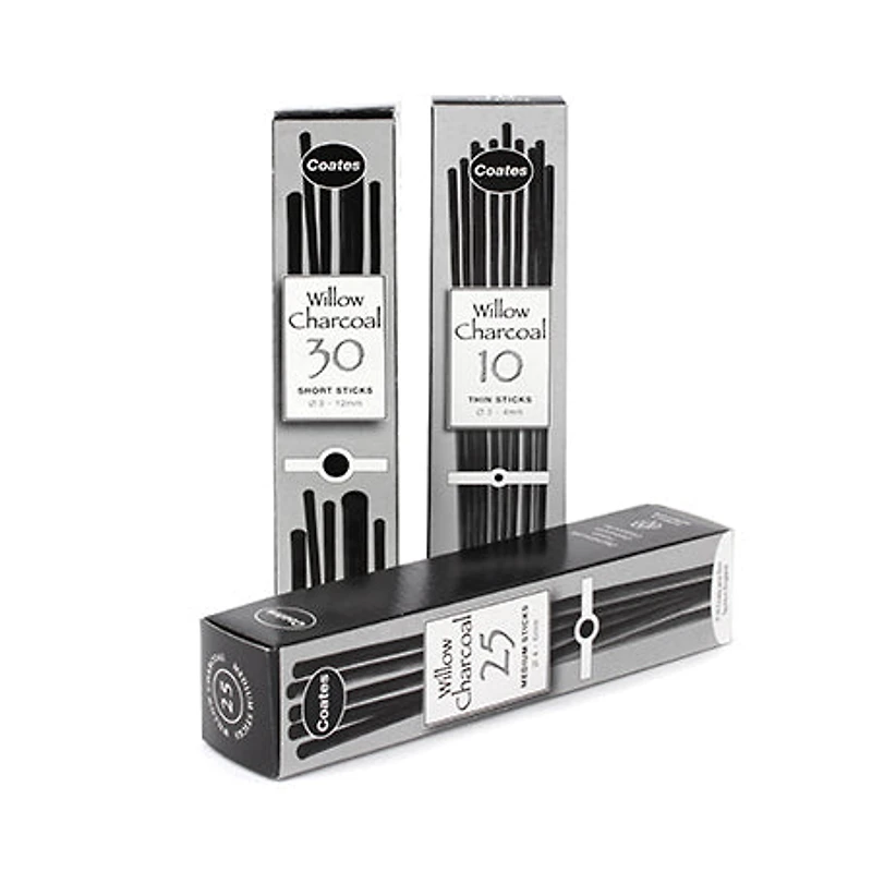 30-Pack Willow Charcoal Sticks - Assorted