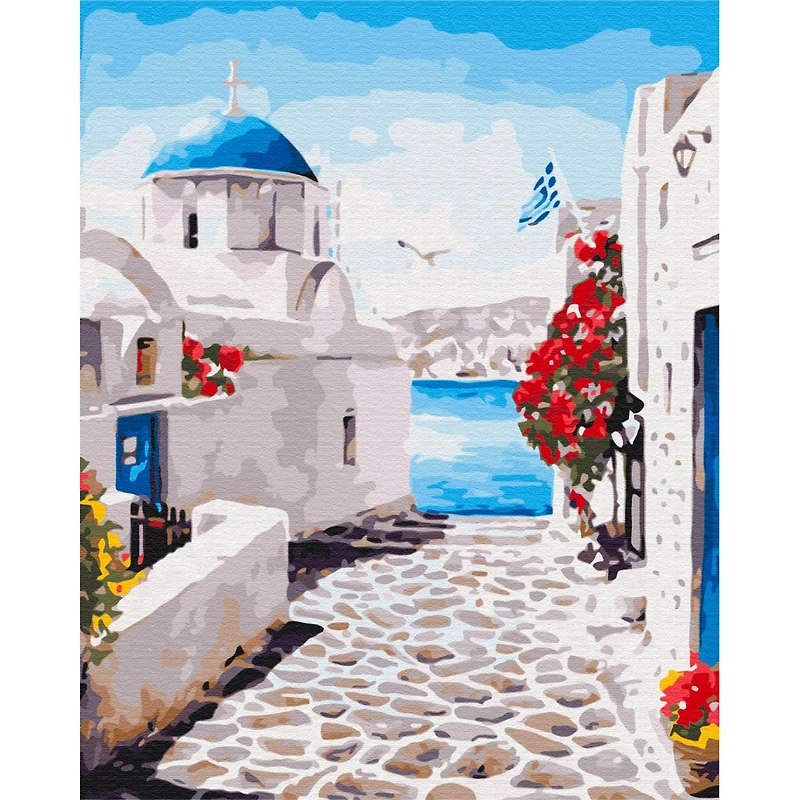 Paint by Numbers Kit - "Street in Santorini"