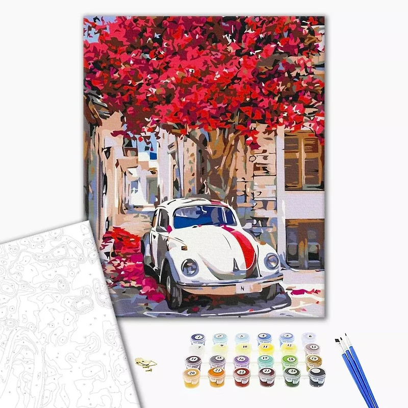 Kit peinture à numéros - « Voiture dans une rue en fleurs »