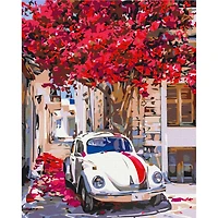 Kit peinture à numéros - « Voiture dans une rue en fleurs »
