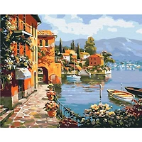 Paint by Numbers Kit - "A Cozy Seaside Town"