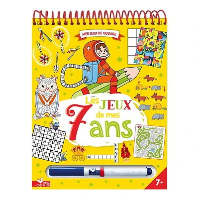 Les jeux de mes 7 ans - bloc avec feutre effaçable - French Ed.