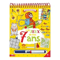 Les jeux de mes 7 ans - bloc avec feutre effaçable - French Ed.