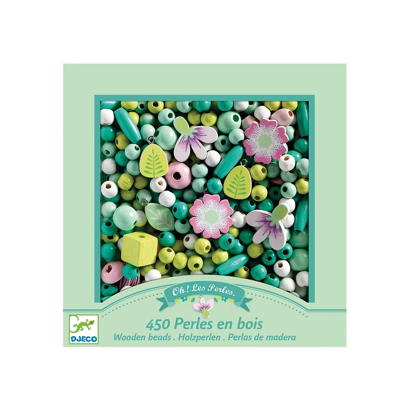 Wooden Beads Kit - Leaves & Flowers